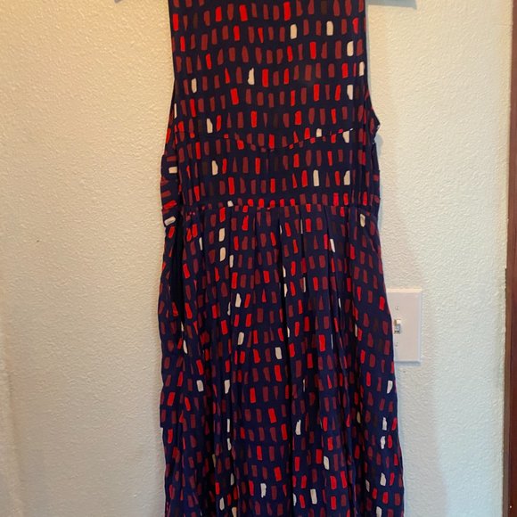11.1 Tylho Anthropologie Women's Brynn Shirt Dress Size M Geometric Blue/Red/ - Picture 3 of 5